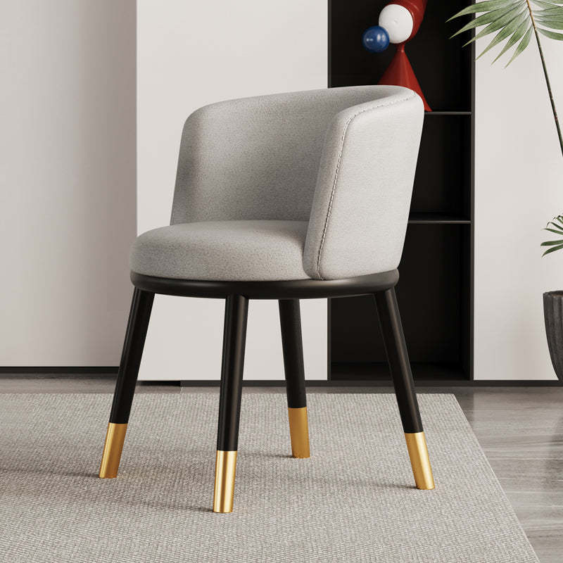 Modern Half-Wrap Napa Leather Tech Fabric Metal Dining Chair — Dark Gray & Sisal