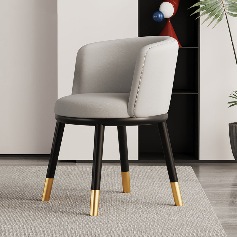 Modern Half-Wrap Napa Leather Tech Fabric Metal Dining Chair — Blue & Sisal