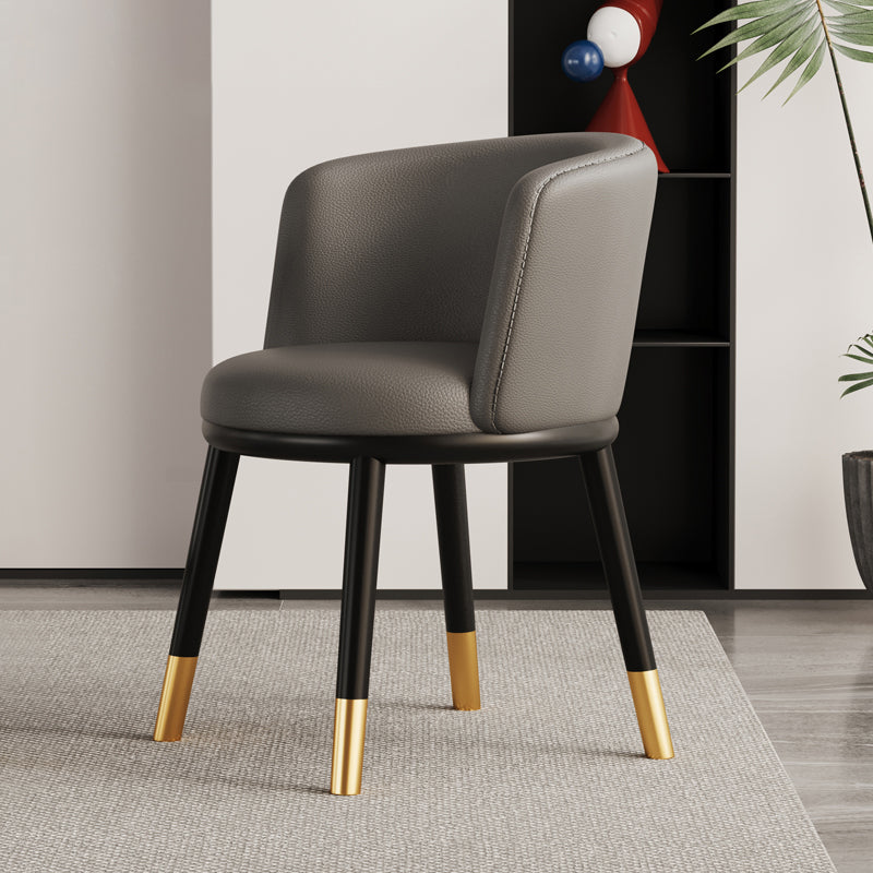 Modern Half-Wrap Napa Leather Tech Fabric Metal Dining Chair