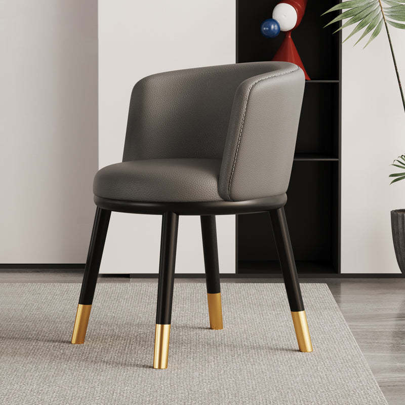 Modern Half-Wrap Napa Leather Tech Fabric Metal Dining Chair