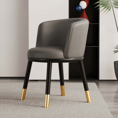 Modern Half-Wrap Napa Leather Tech Fabric Metal Dining Chair