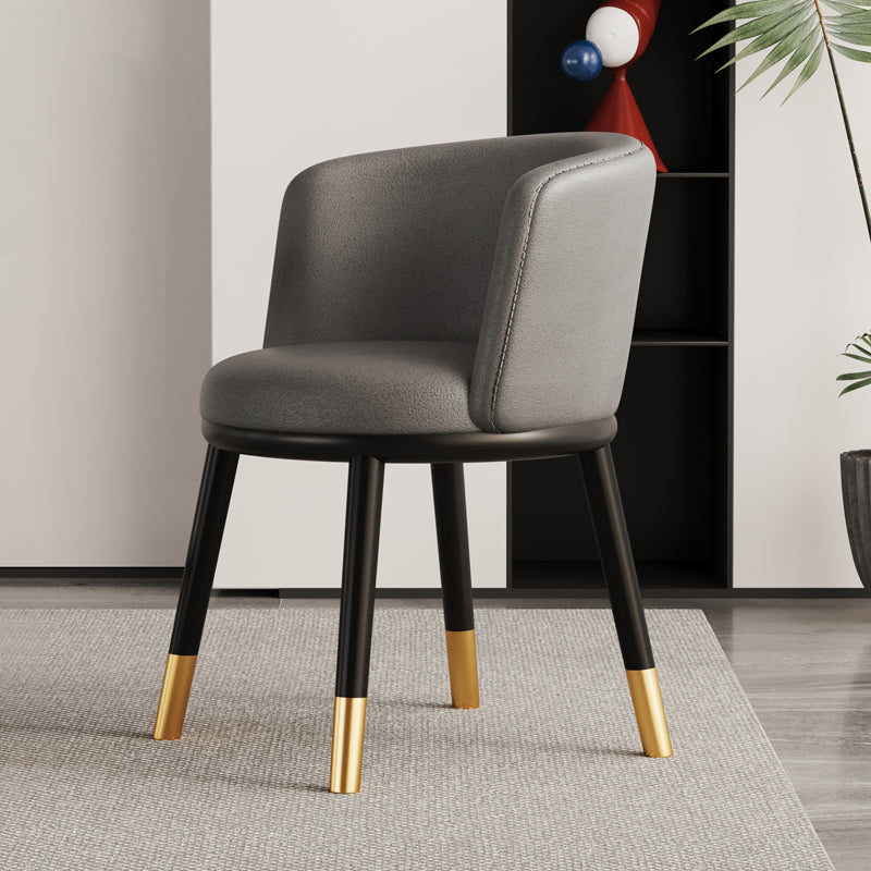 Modern Half-Wrap Napa Leather Tech Fabric Metal Dining Chair