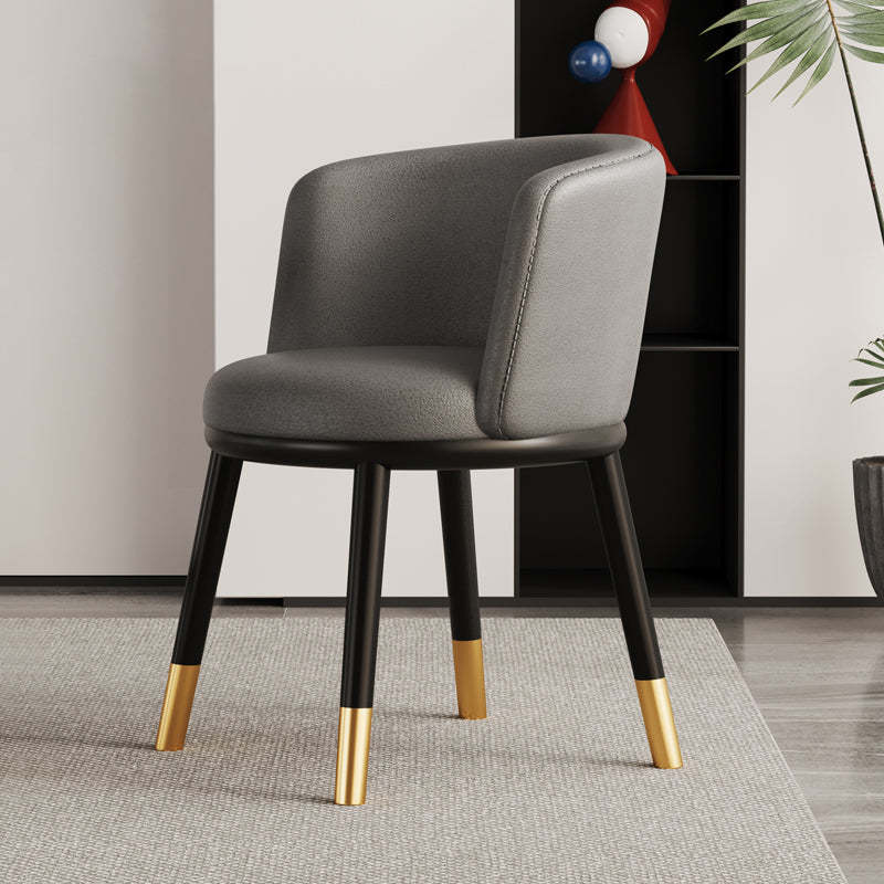 Modern Half-Wrap Napa Leather Tech Fabric Metal Dining Chair