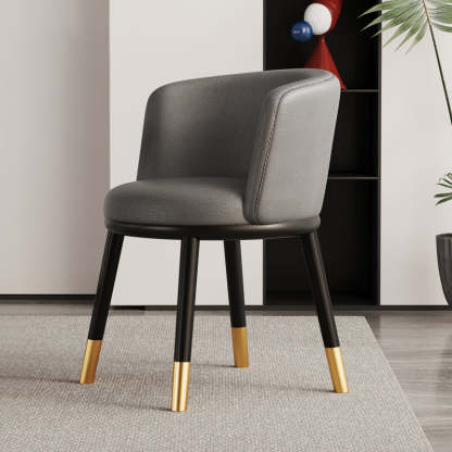 Modern Half-Wrap Napa Leather Tech Fabric Metal Dining Chair