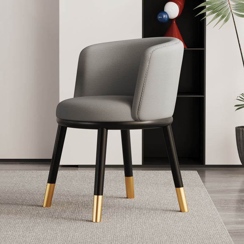 Modern Half-Wrap Napa Leather Tech Fabric Metal Dining Chair