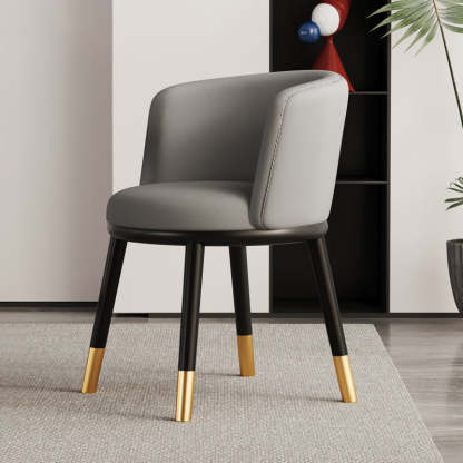 Modern Half-Wrap Napa Leather Tech Fabric Metal Dining Chair
