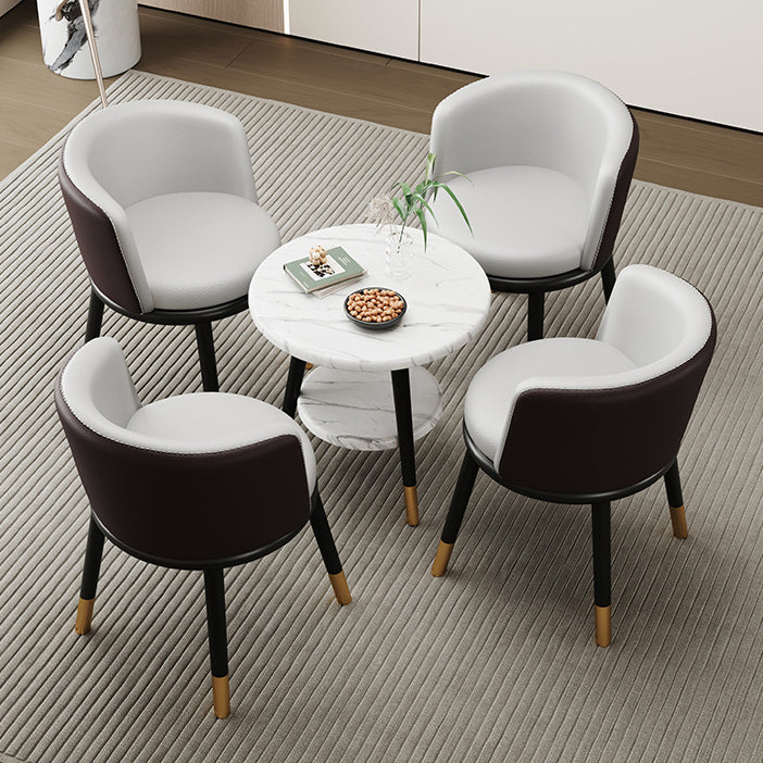 Modern Half-Wrap Napa Leather Tech Fabric Metal Dining Chair