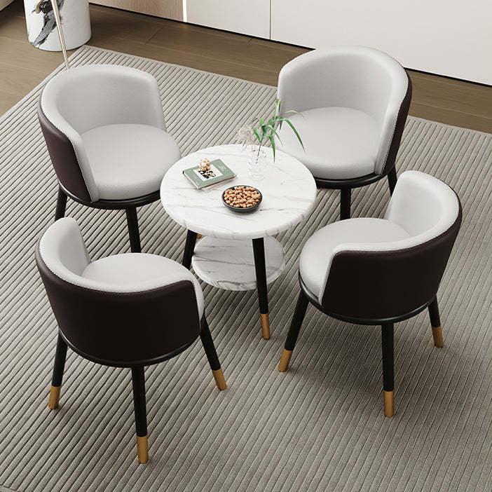 Modern Half-Wrap Napa Leather Tech Fabric Metal Dining Chair
