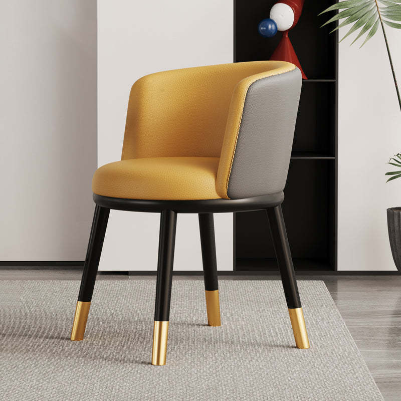 Modern Half-Wrap Napa Leather Tech Fabric Metal Dining Chair — Green & Sisal