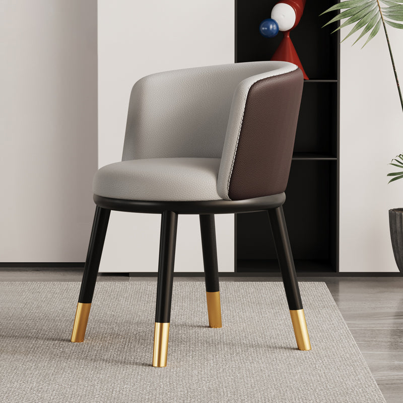 Modern Half-Wrap Napa Leather Tech Fabric Metal Dining Chair