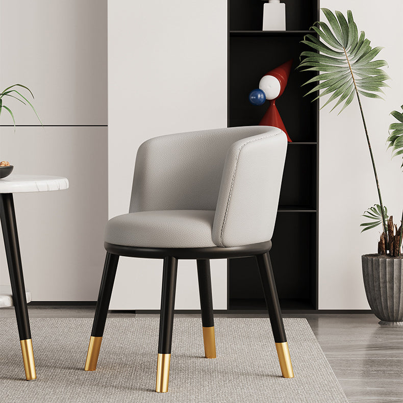 Modern Half-Wrap Napa Leather Tech Fabric Metal Dining Chair