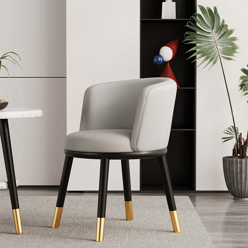 Modern Half-Wrap Napa Leather Tech Fabric Metal Dining Chair