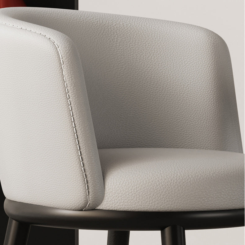 Modern Half-Wrap Napa Leather Tech Fabric Metal Dining Chair — Orange & Tech Fabric