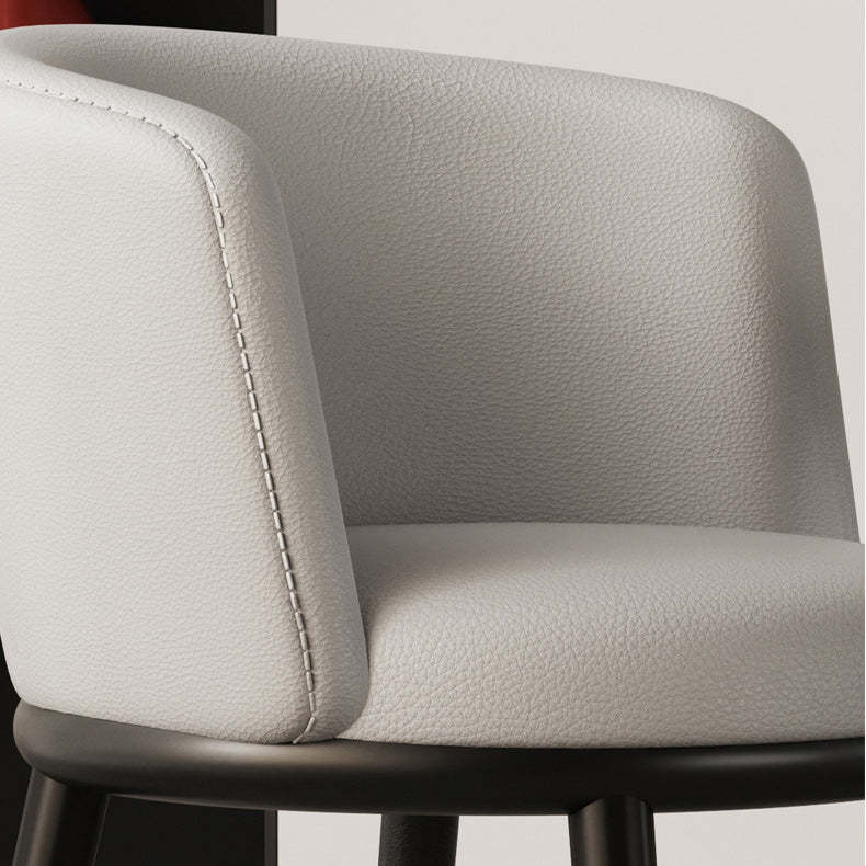 Modern Half-Wrap Napa Leather Tech Fabric Metal Dining Chair — Orange & Tech Fabric