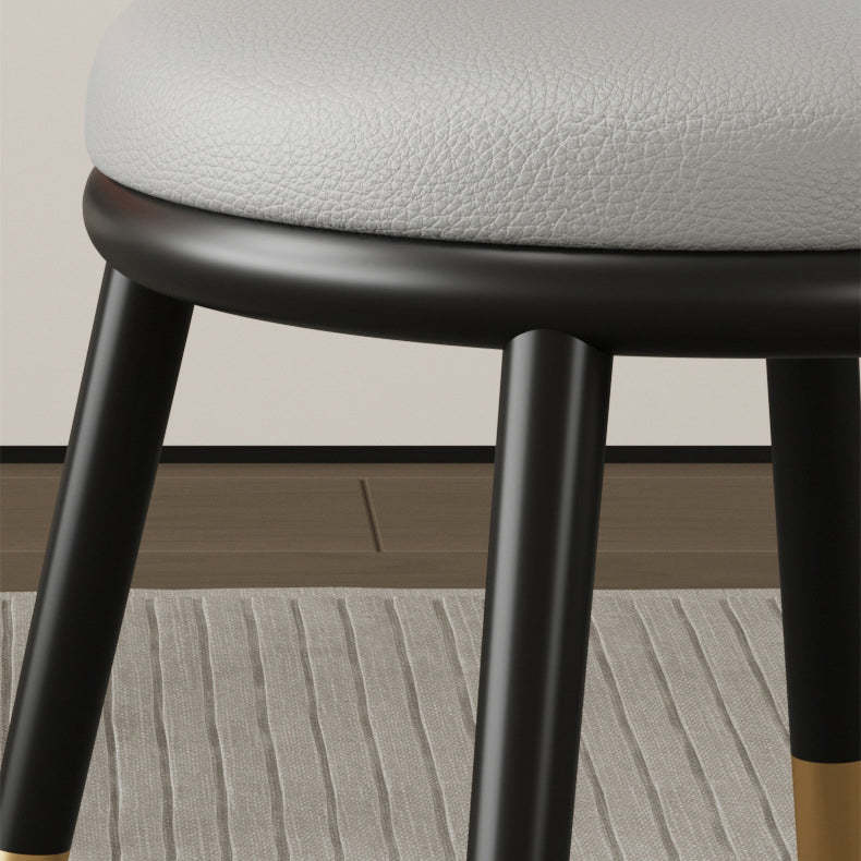 Modern Half-Wrap Napa Leather Tech Fabric Metal Dining Chair — Gray + Curry & Napa Leather