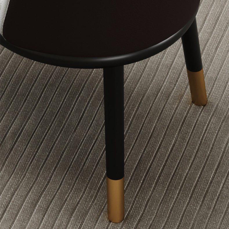Modern Half-Wrap Napa Leather Tech Fabric Metal Dining Chair — Light Gray & Tech Fabric