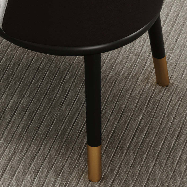 Modern Half-Wrap Napa Leather Tech Fabric Metal Dining Chair — Light Gray & Tech Fabric