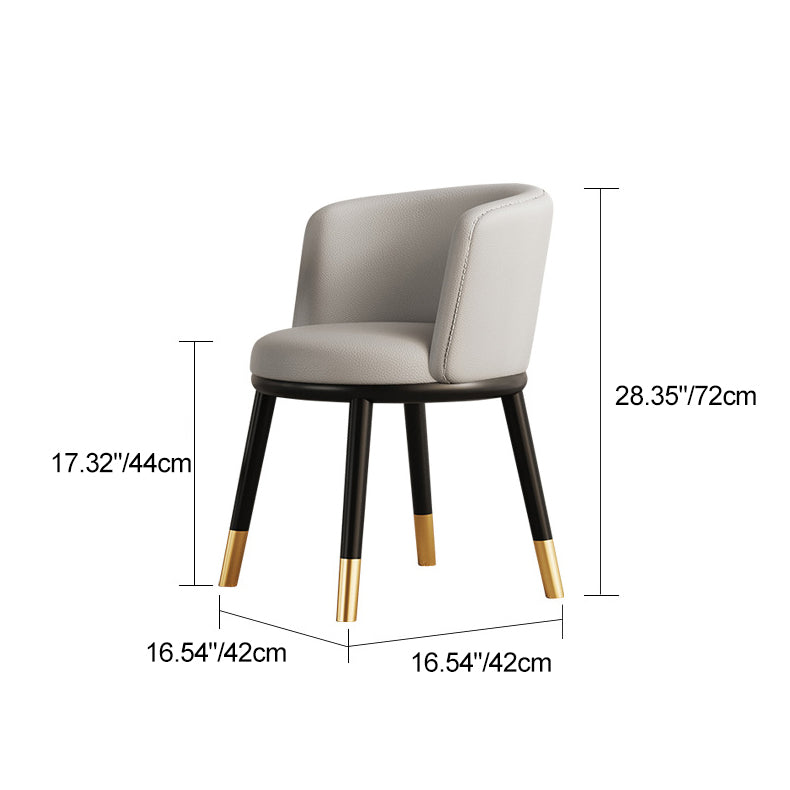 Modern Half-Wrap Napa Leather Tech Fabric Metal Dining Chair — Curry & Napa Leather