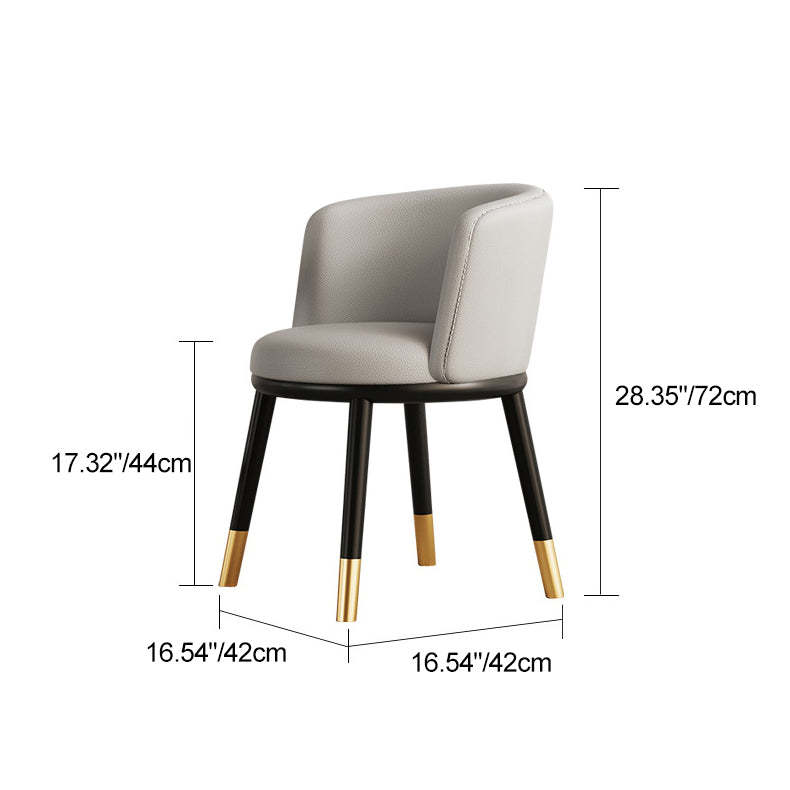 Modern Half-Wrap Napa Leather Tech Fabric Metal Dining Chair — Curry & Napa Leather