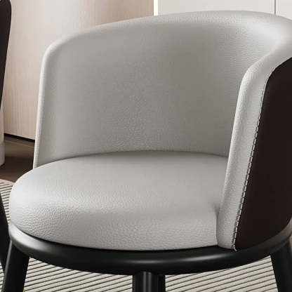 Modern Half-Wrap Napa Leather Tech Fabric Metal Dining Chair — Beige + Curry & Napa Leather