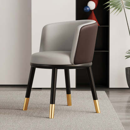 Modern Half-Wrap Napa Leather Tech Fabric Metal Dining Chair