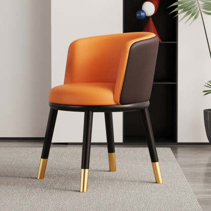 Modern Half-Wrap Napa Leather Tech Fabric Metal Dining Chair