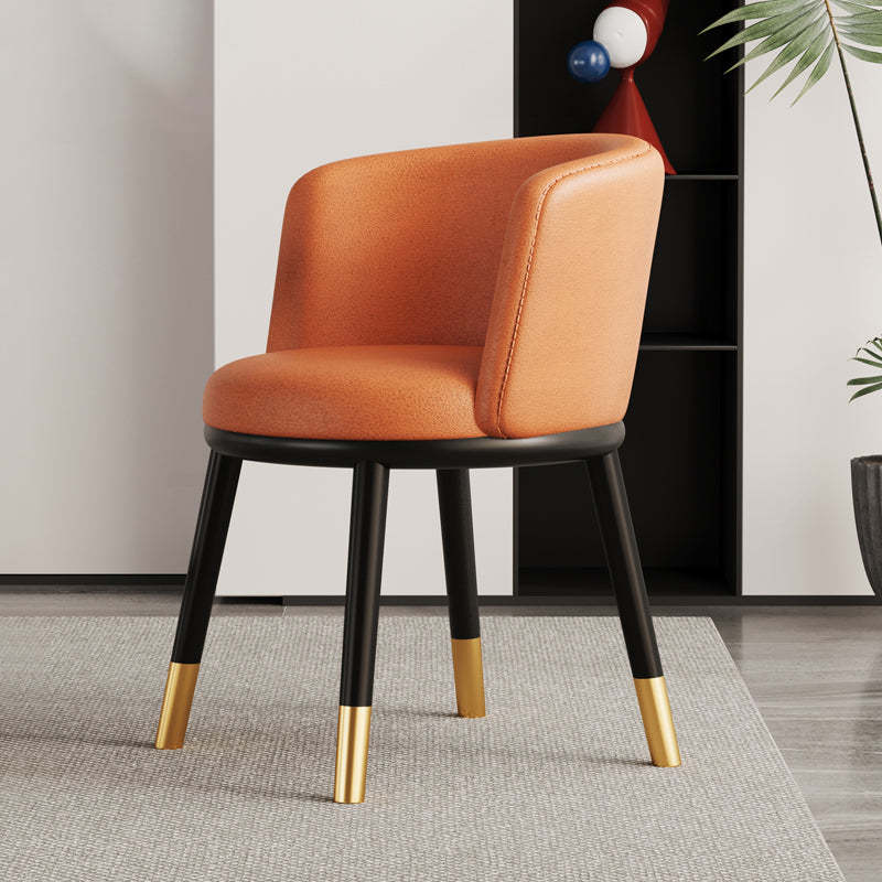 Modern Half-Wrap Napa Leather Tech Fabric Metal Dining Chair