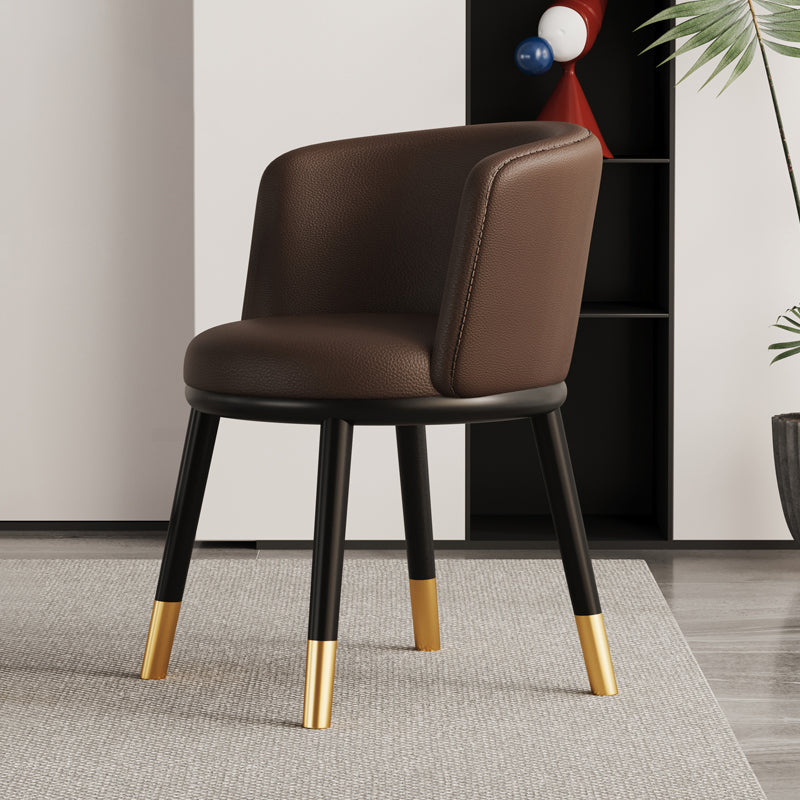 Modern Half-Wrap Napa Leather Tech Fabric Metal Dining Chair