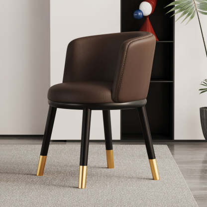 Modern Half-Wrap Napa Leather Tech Fabric Metal Dining Chair