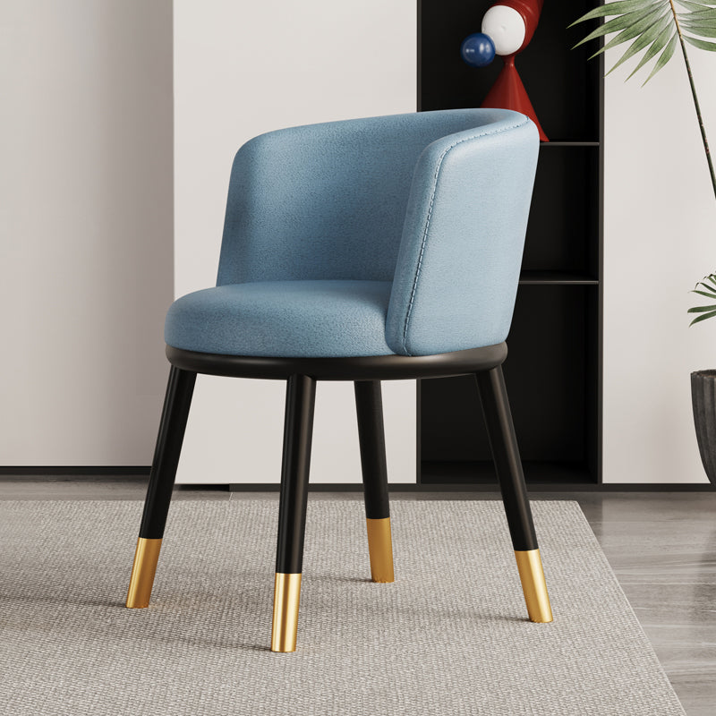 Modern Half-Wrap Napa Leather Tech Fabric Metal Dining Chair
