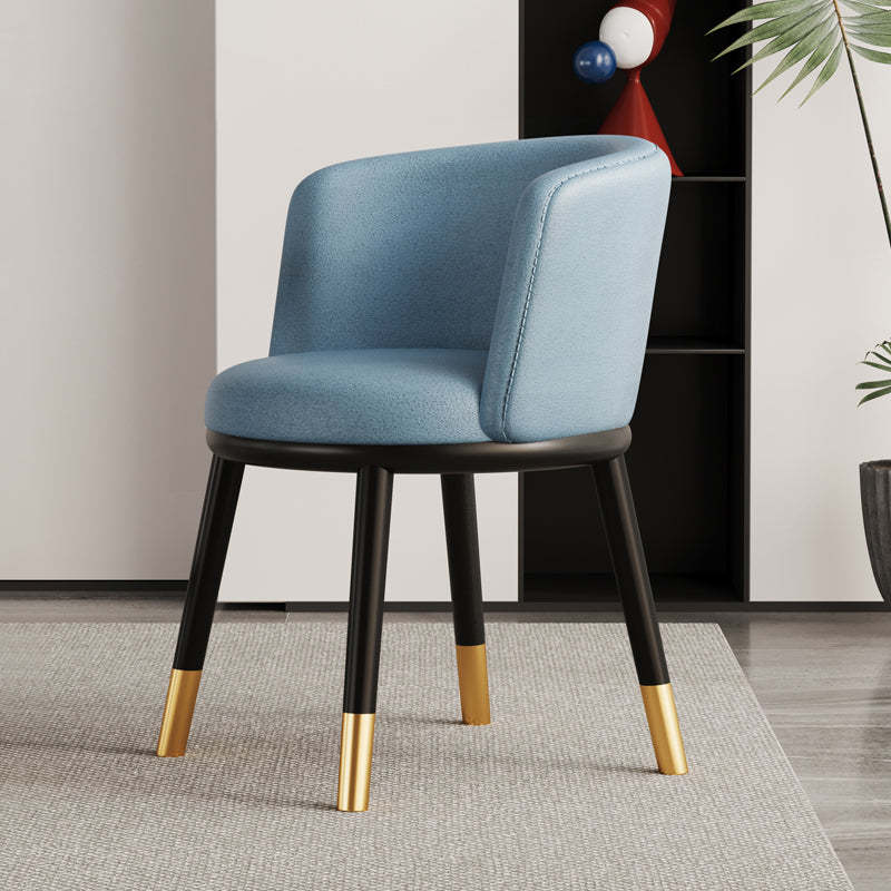 Modern Half-Wrap Napa Leather Tech Fabric Metal Dining Chair