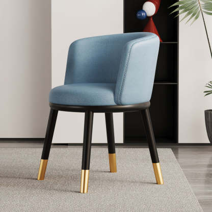 Modern Half-Wrap Napa Leather Tech Fabric Metal Dining Chair