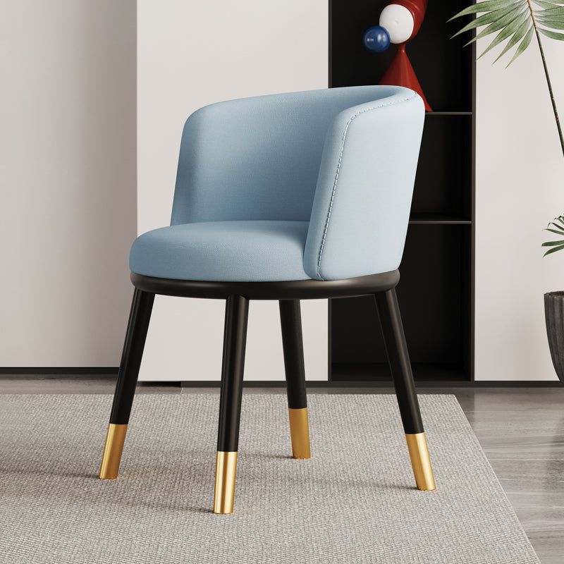 Modern Half-Wrap Napa Leather Tech Fabric Metal Dining Chair