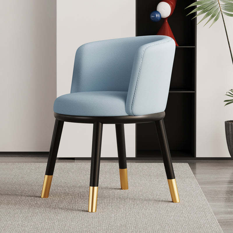 Modern Half-Wrap Napa Leather Tech Fabric Metal Dining Chair