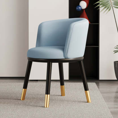 Modern Half-Wrap Napa Leather Tech Fabric Metal Dining Chair