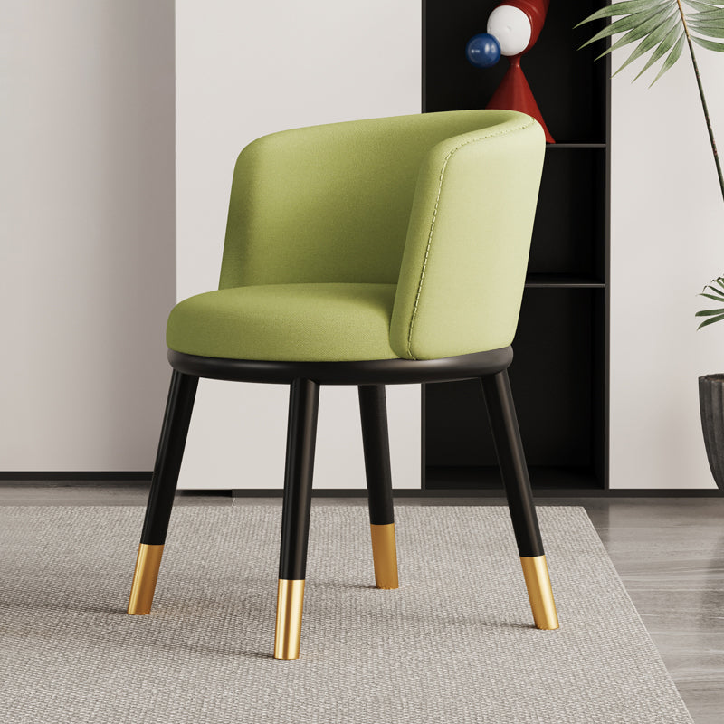 Modern Half-Wrap Napa Leather Tech Fabric Metal Dining Chair