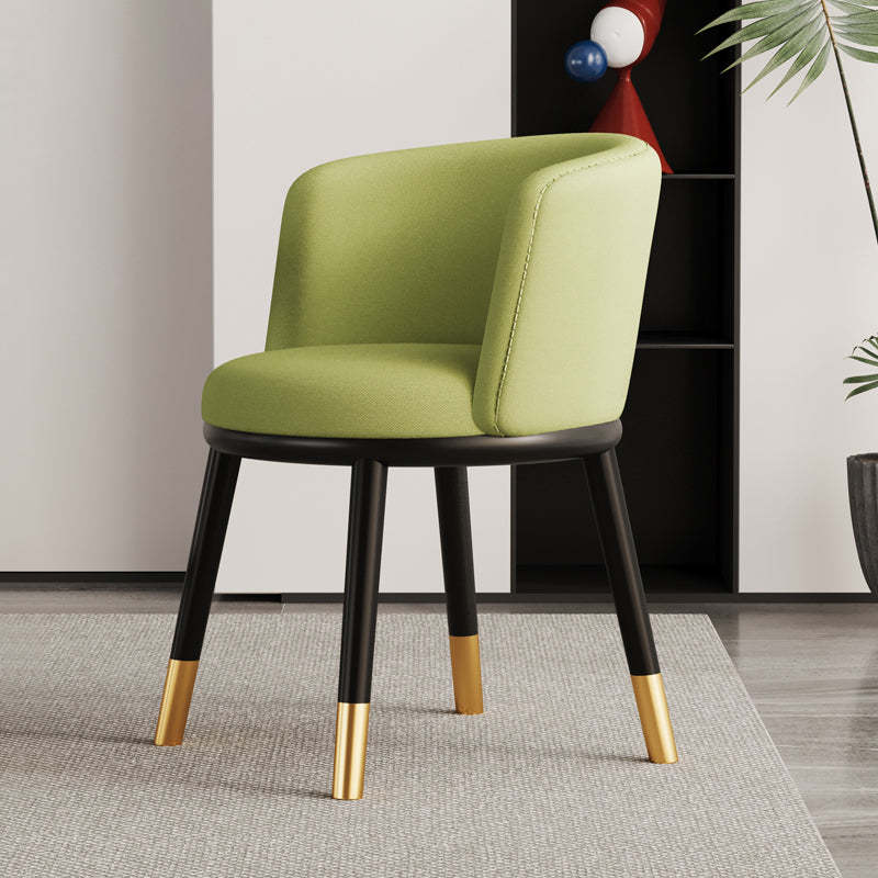 Modern Half-Wrap Napa Leather Tech Fabric Metal Dining Chair