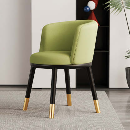 Modern Half-Wrap Napa Leather Tech Fabric Metal Dining Chair
