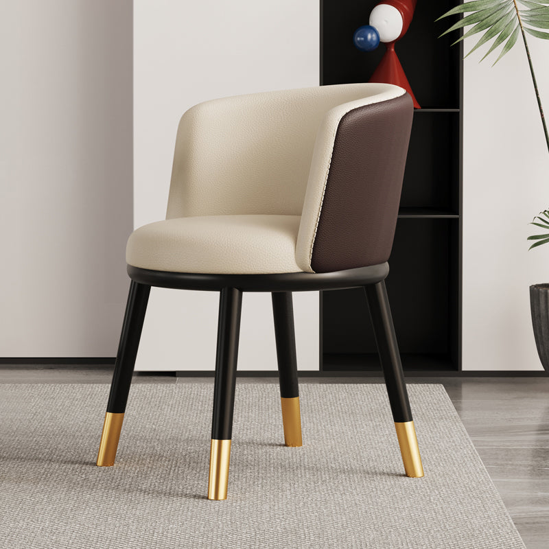 Modern Half-Wrap Napa Leather Tech Fabric Metal Dining Chair