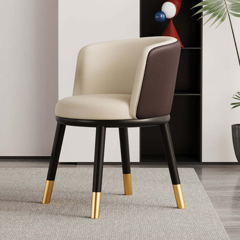 Modern Half-Wrap Napa Leather Tech Fabric Metal Dining Chair