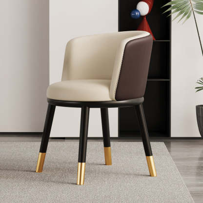 Modern Half-Wrap Napa Leather Tech Fabric Metal Dining Chair