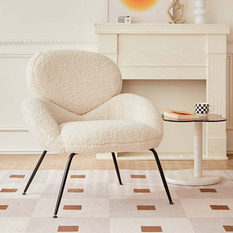 Elliptical Lambswool Linen Metal Accent Chair