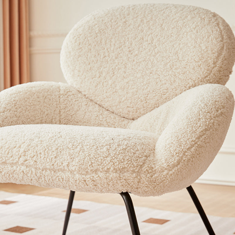 Elliptical Lambswool Linen Metal Accent Chair