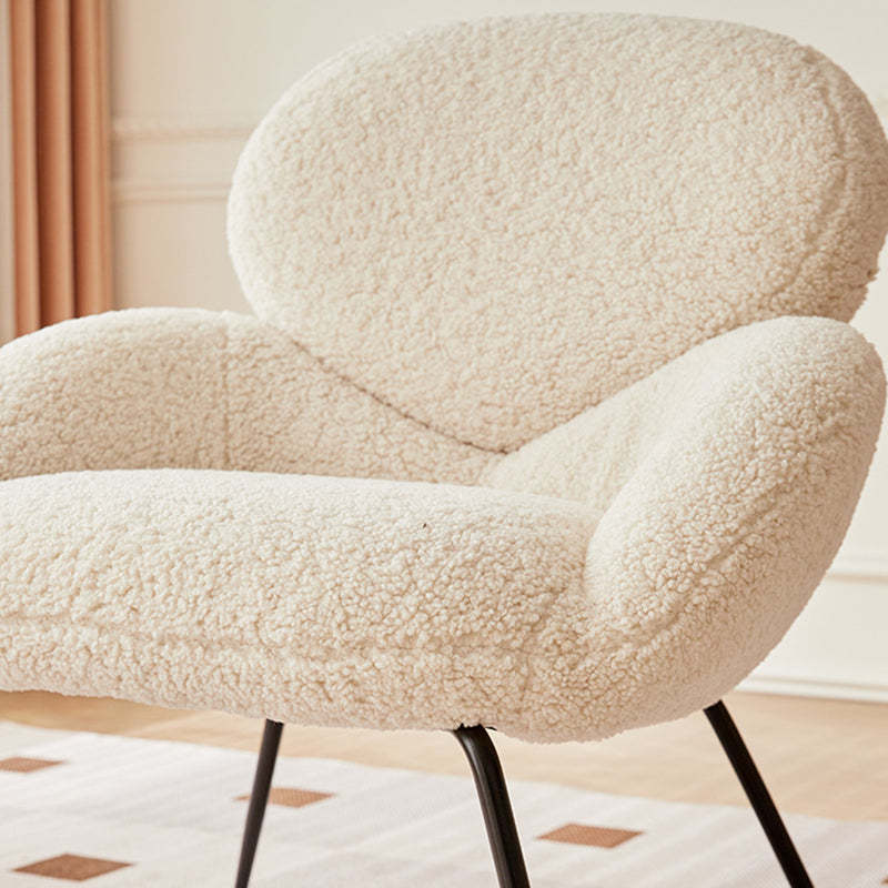 Elliptical Lambswool Linen Metal Accent Chair