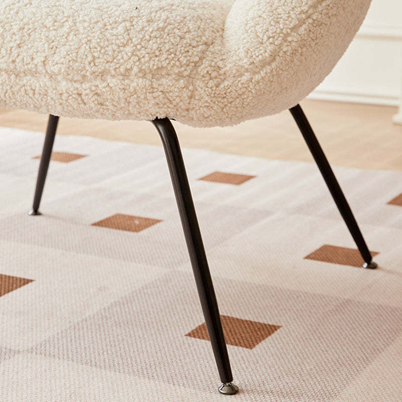 Elliptical Lambswool Linen Metal Accent Chair
