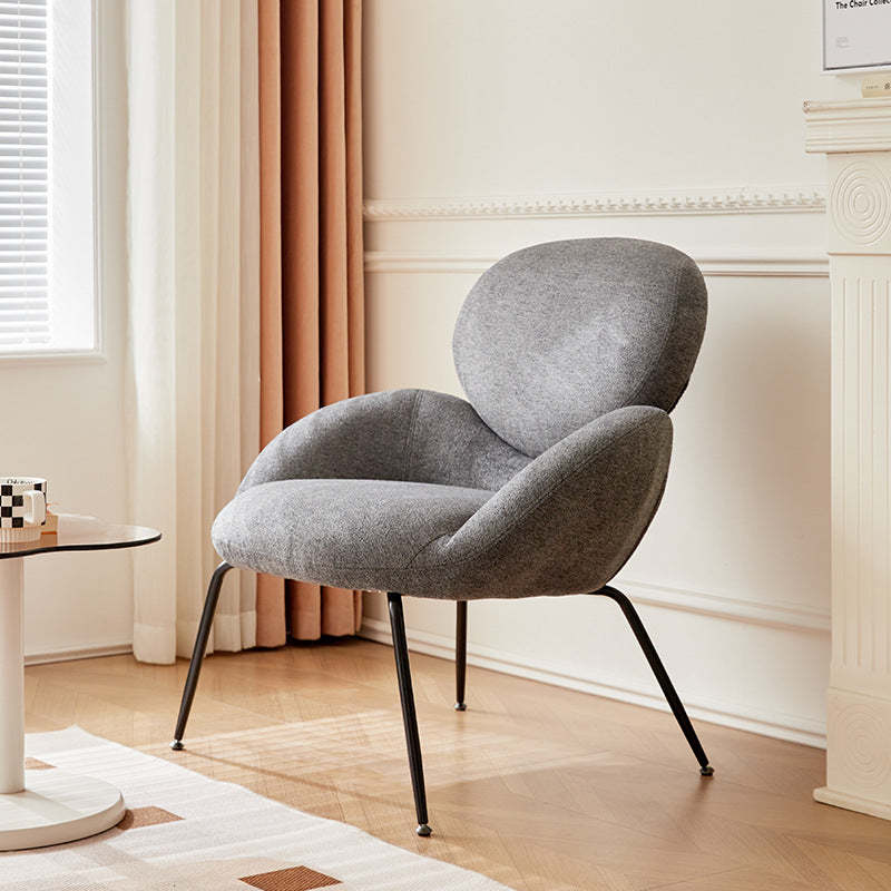 Elliptical Lambswool Linen Metal Accent Chair — Dark Light & Linen