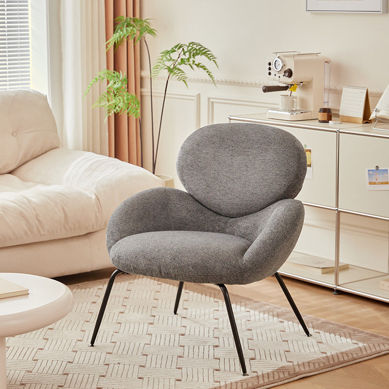 Elliptical Lambswool Linen Metal Accent Chair