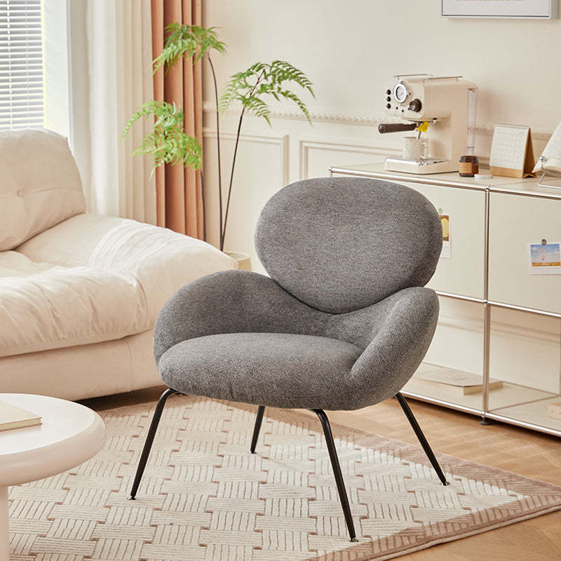 Elliptical Lambswool Linen Metal Accent Chair