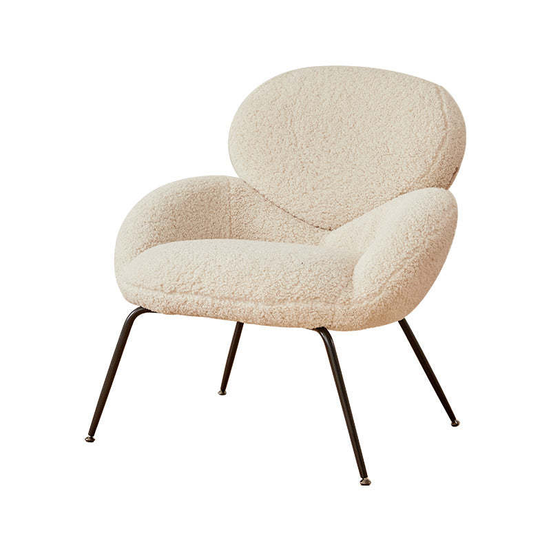 Elliptical Lambswool Linen Metal Accent Chair