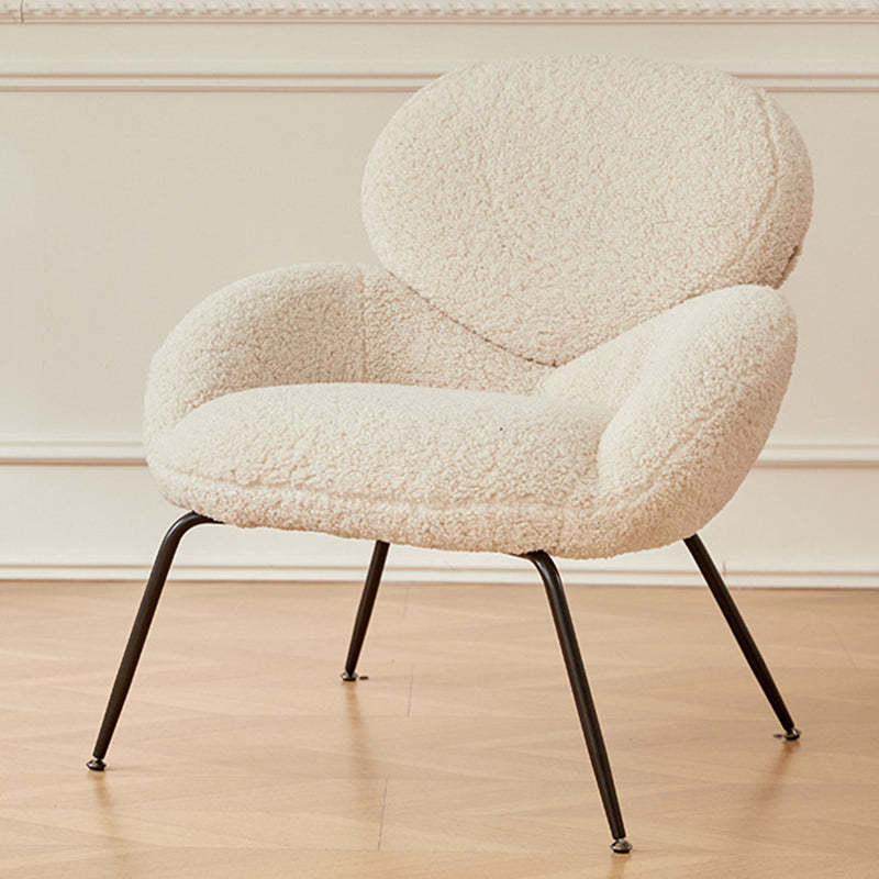 Elliptical Lambswool Linen Metal Accent Chair